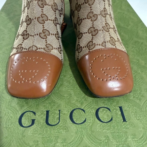 Gucci Women's Tan and Brown Heeled Boots - Picture 4 of 6